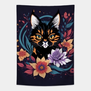 Floral Cat Tapestry