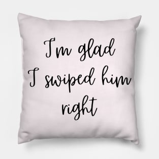 I'm Glad I Swiped Him Right Pillow