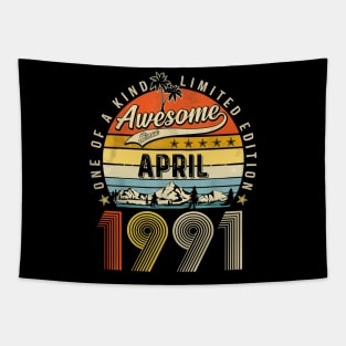 Awesome Since April 1991 Vintage 32nd Birthday Tapestry