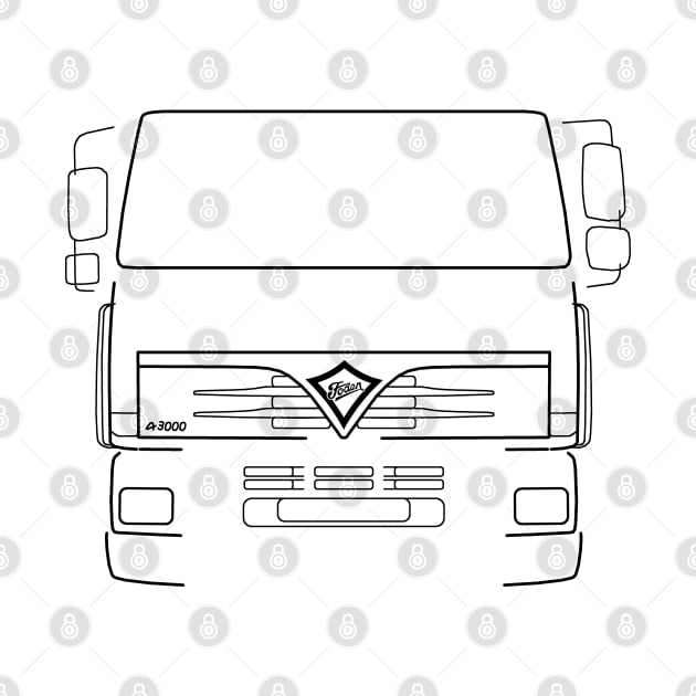 Classic Foden Alpha 3000 lorry black outline graphic by soitwouldseem