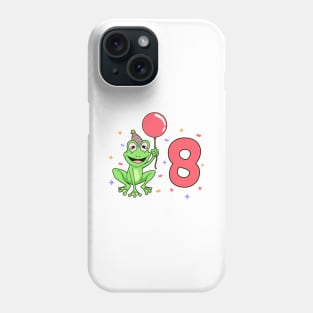 I am 8 with frog - kids birthday 8 years old Phone Case