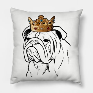 Bulldog Dog King Queen Wearing Crown Pillow