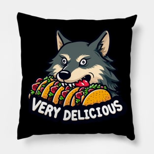 Wolf Eating Tacos Pillow