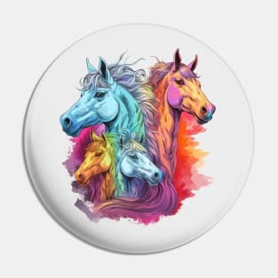 Four Horses colorful Pin