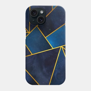 Abstract Geometric Space Mosaic With Gold Lines Phone Case