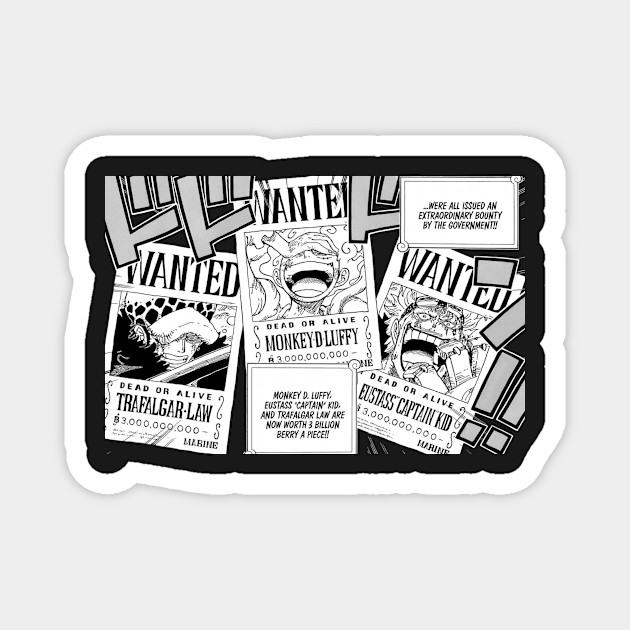 One Piece Bounty Wanted Poster Luffy 3 Billion White beard Sticker