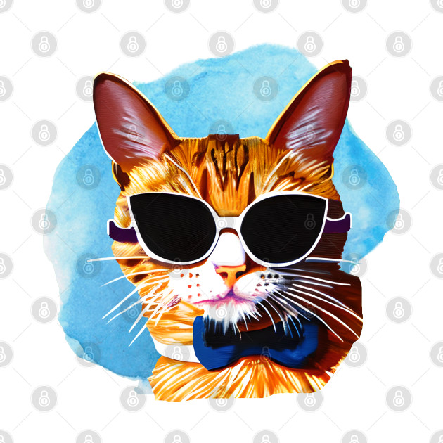 Ginger Cat wearing sunglasses Sassy Cat by hanabiprints