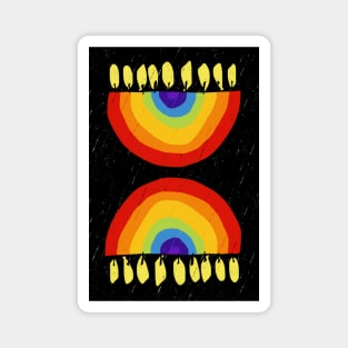 Rainbow Chanukiah Black Print Magnet