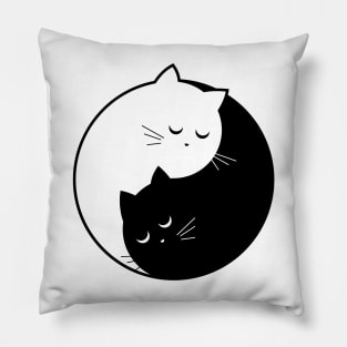 Yin Yang Cats Black And White Pillow