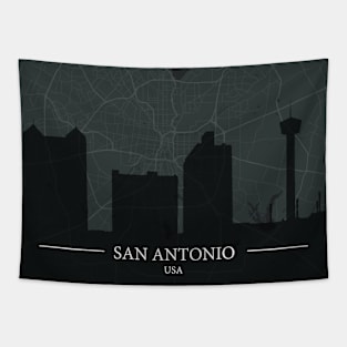 San Antonio city map with silhouette Tapestry