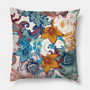 Vintage Pattern of Flowers and Design Ornaments Pillow