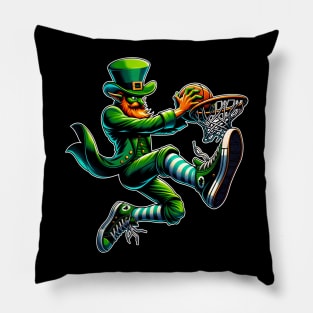 St Patrick's Day Leprechaun Irish Basketball Player Slam Dunk Pillow