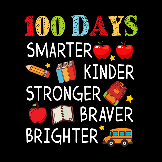 100 Days Smarter Kinder Stronger Brighter 100 Days Of School Teacher by artbyhintze