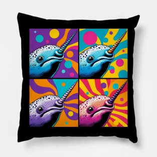 Neon Narwhal Pop Art - Mystical Marine Pillow