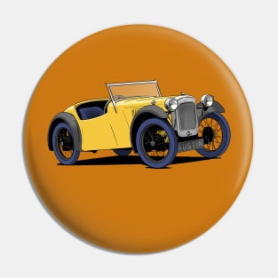 Yellow Austin 7 Vintage Car Pin