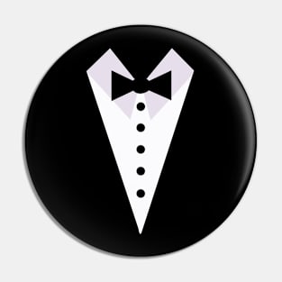 Man's jacket. Tuxedo. Weddind suit with bow tie. Pin