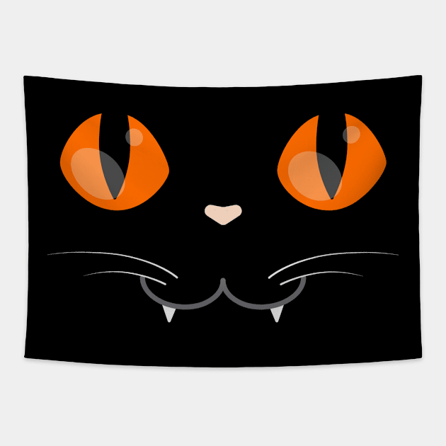 Black Cat Eyes Face Tapestry by Sassee Designs