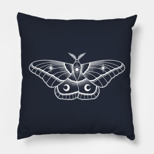 Moon Moth white Pillow