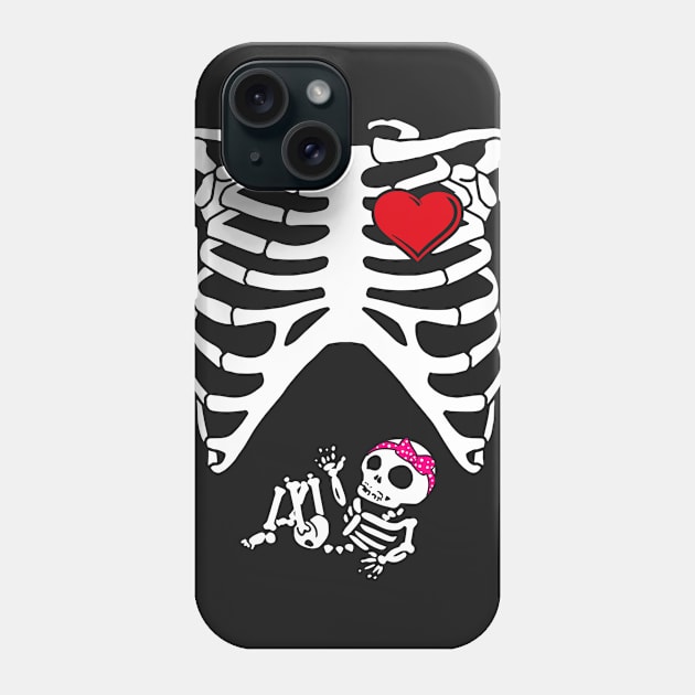 Spooky Skeleton Costume Pregnant Mommy of Girl Phone Case by SolarFlare