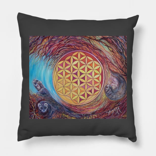 Flower of Life, element earth Pillow by shimaart