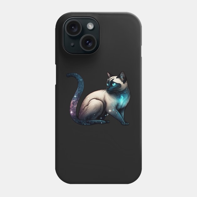 Siamese Cat With Galaxy Full of Stars Phone Case by kansaikate