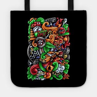 Vehicle Doodle Illustration Tote