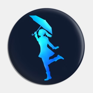 Lady Silhouette Dancing with Umbrella Pin