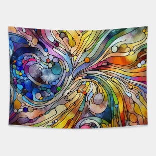 Psychedelic looking abstract illustration of stained glass Tapestry