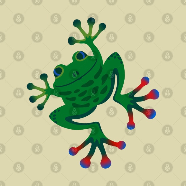 FROGGY SAYS HELLO Cute Smiling Jumping Green Frog Amphibian with Big Feet - UnBlink Studio by Jackie Tahara by UnBlink Studio by Jackie Tahara