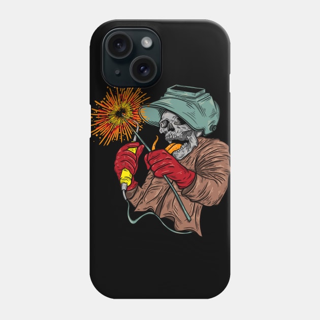 crazy welder skull Phone Case by damnoverload