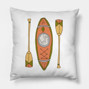 Hand drawn canoe and oars Pillow