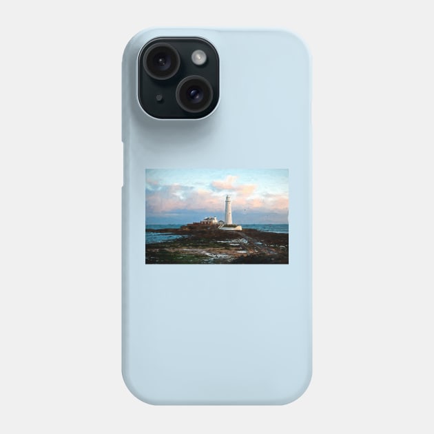 Artistic St. Mary's Island and Lighthouse Phone Case by Violaman