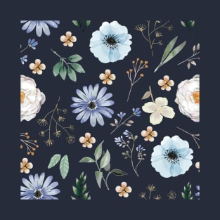 Midnight Bloom Flower Pattern T-Shirt