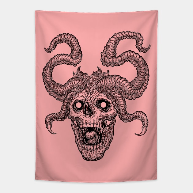 Demonic skull Tapestry by EvgeniiZhdanov