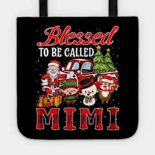 Blessed To Be Called Mimi Christmas Buffalo Plaid Truck Tote