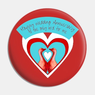 Geese in Heart - Happy Wedding Anniversary Pin