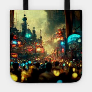 steampunk ctyscape aesthetic Tote