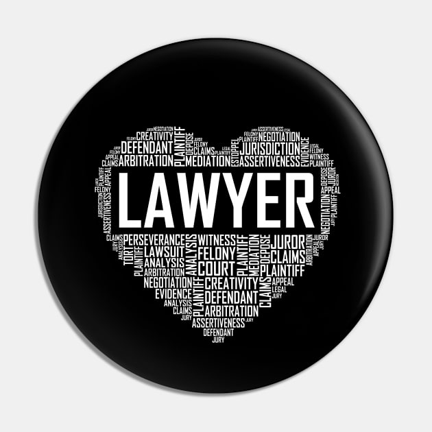 Lawyer Heart Pin by LetsBeginDesigns