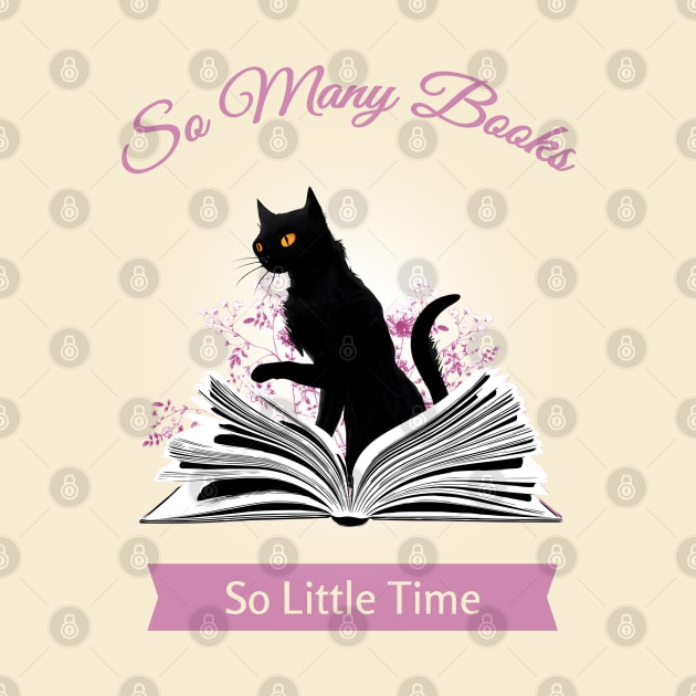 Cat and book, so many books, flowers growing from book, Books Sticker, student gift, lover books by Collagedream