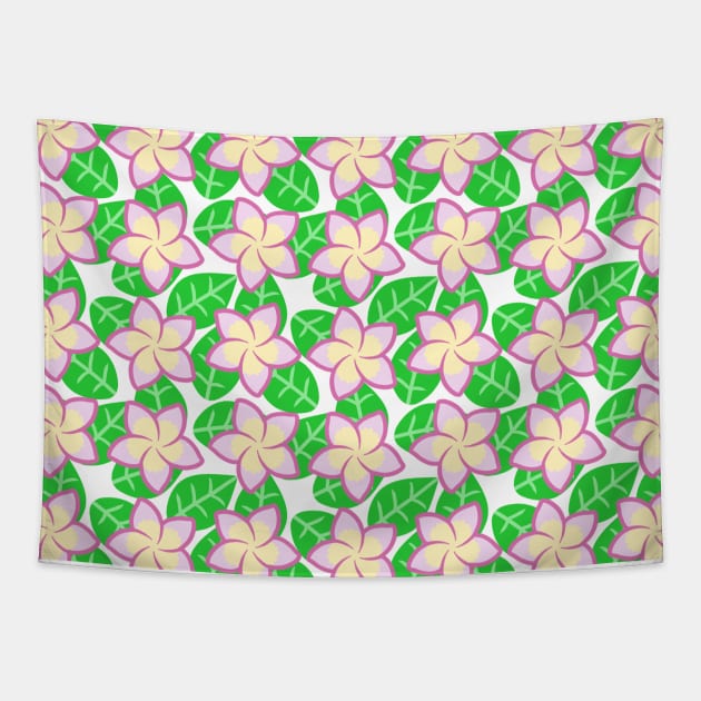 Pink Yellow Frangipani Flower Pattern Tapestry by BiscuitSnack