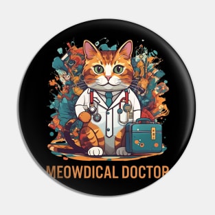 Funny Cat Meowdical Doctor Medical nursing Design Pin