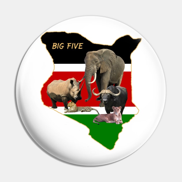 BigFive on safari in Kenya / Africa Pin by T-SHIRTS UND MEHR