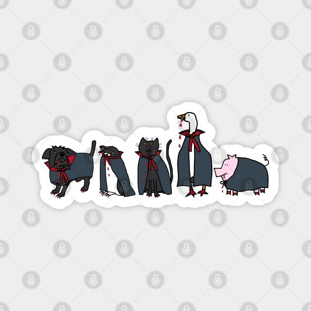 Cute Vampire Animals in Halloween Horror Magnet by ellenhenryart