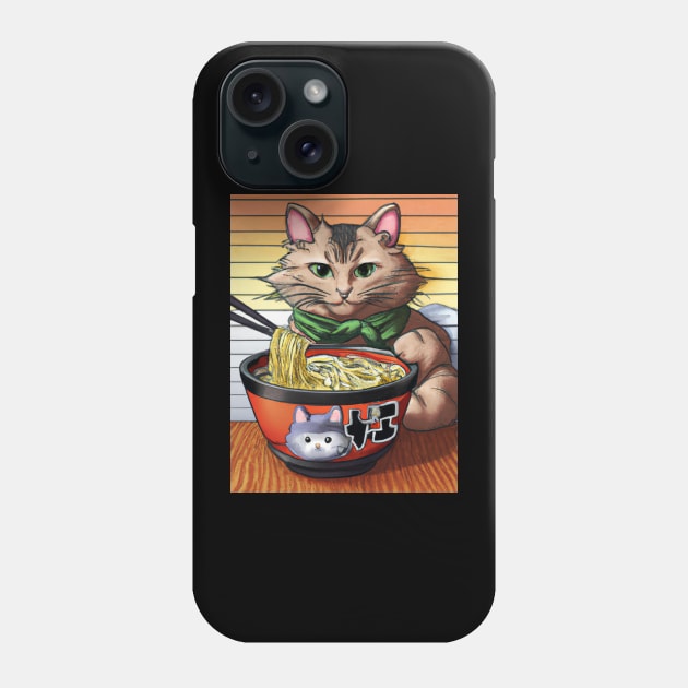 Cat Eating Ramen Phone Case by ArtisticCorner