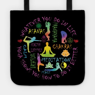 Yoga Meditation Trainer Chakra Asanas Yogi T shirt and Gift Items Tote