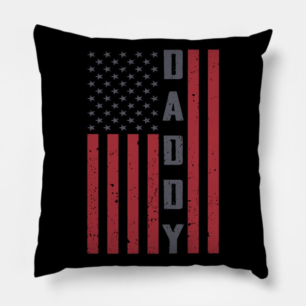 American Dad T-shirt Best Father's day DADDY shirt US flag American Flag DADDY shirt Mens T-shirt patriotic Tee Pillow by Terrybogard97