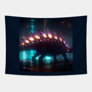 Futuristic Cyberpunk Stegosaurus Tapestry