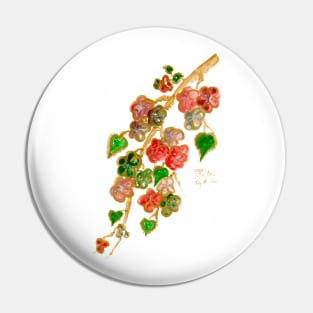 Cherry blossom gold watercolour art Pin