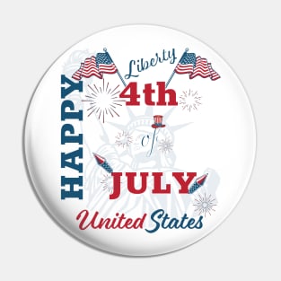 Funny Shirt Happy 4th of july United states casual style, Patriotic Graphic Tees Tops Pin