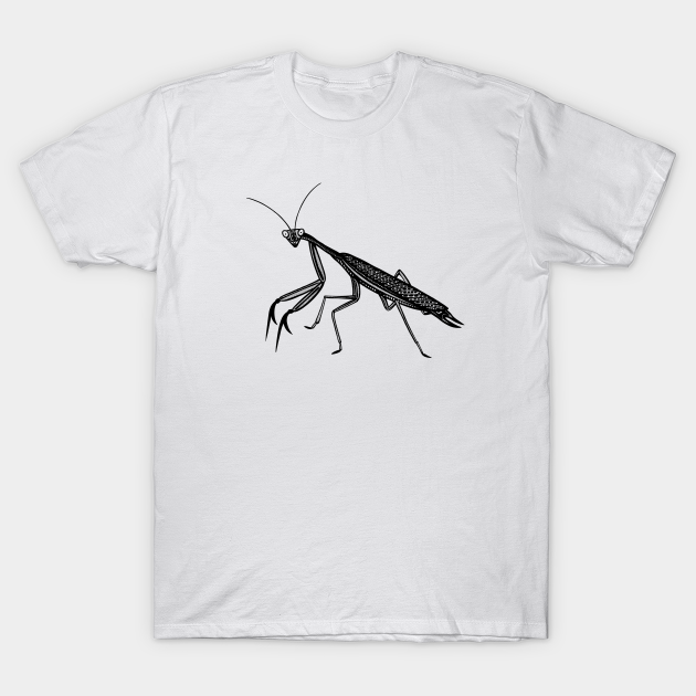 Praying Mantis Ink Art - cool insect design - on white - Praying Mantis - T-Shirt